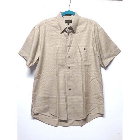 NWOT Men's shirt short sleeve Sz L beige 100% Cotton button up Roberto Villini - Picture 11 of 11